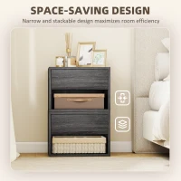 HOMCOM Floating Nightstand Set of 2, Wall Mounted Bedside Table with Drawer for Bedroom, Grey(m-6)