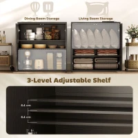 HOMCOM Sideboard Buffet Cabinet, 30.7" Kitchen Cabinet with Soft-Close Door and Adjustable Shelves, Distressed Black Grey(m-5)