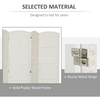 HOMCOM 6ft Folding Room Divider, 6 Panel Wall Partition with Wooden Frame for Bedroom, Home Office, White(m-5)