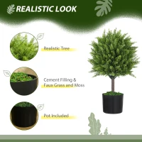 HOMCOM Decorative Artificial Plants, Cedar Topiary Trees in Pots, Fake Plants for Home Indoor outdoor Decor, Green(m-4)