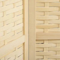 HOMCOM 4-Panel Room Divider, 5.6 FT Bamboo Freestanding Folding Privacy Screen for Indoor Bedroom Office, Natural Wood(m-9)