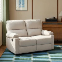 HOMCOM 2 Seater Reclining Sofa, Loveseat Recliner Sofa with Footrest and Split Backrest, for Home Theater, Living Room, Cream White(m-10)