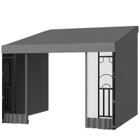 Outsunny 10' x 10' Wall Pergola, Outdoor Gazebo with 2 Curtains and 2 Nettings, UV Resistant, for Patio, Deck, Dark Grey(m-2)