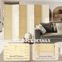 HOMCOM 6-Panel Room Divider, 5.6 FT Freestanding Folding Privacy Screen, Partition Wall Divider, Natural Wood(m-6)