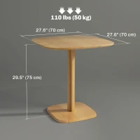 HOMCOM Dining Table for 4 People - Modern Kitchen Table with Wood-Effect Top, 27.6" x 27.6", Natural Wood(m-3)