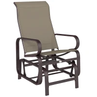 Outsunny Patio Glider, Outdoor Glider Chair with Breathable Mesh Fabric for Patio, Yard, Porch, Brown(m-2)