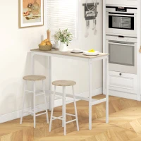 HOMCOM 3-Piece Counter Height Bar Table and Chairs, Dining Table and Chairs Set for 2, Pub Table and Chairs(m-1)
