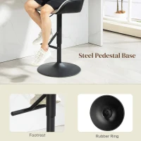 HOMCOM Bar Stools Set of 2, Swivel Counter Height Barstools with Back, Footrest, Armrests, Adjustable Height, Light Grey(m-9)