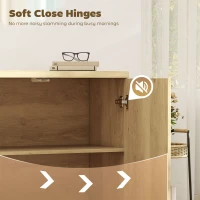 HOMCOM Sideboard Buffet Cabinet Set of 2, Kitchen Cabinet with Soft-Close Door and Adjustable Shelves for Living Room, Oak(m-7)