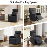 HOMCOM Single Recliner Sofa, Manual Home Theater Seating, Single Reclining Sofa Chair with Padded Seat for Living Room, Black(m-6)