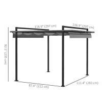 Outsunny 10' x 10' Retractable Pergola, Garden Gazebo Shade Shelter, for Grill, Patio, Deck, Dark Grey(m-3)