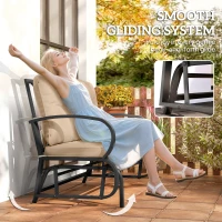 Outsunny 2-Person Outdoor Glider Chair, Patio Double Rocking Loveseat with Steel Frame and Cushions for Backyard, Garden and Porch, Khaki(m-4)