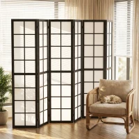 HOMCOM 6 Panel Room Divider, 5.6 ft Folding Wall Divider Room Partition for Home Office, Bedroom, Living Room, Black(m-8)