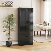 HOMCOM 67" Tall Kitchen Pantry Storage Cabinet, Kitchen Pantry Cabinet with Doors, Drawers and Adjustable Shelves, Black(m-9)