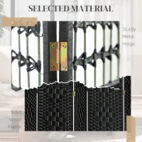 HOMCOM 8 Panel Folding Room Divider, Portable Privacy Screen, Wave Fiber Room Partition for Home Office, Black(m-5)