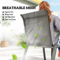 Outsunny 7 Pieces Outdoor Dining Set for 6, Patio Furniture Set with Rectangular Patio Table and Stackable Chairs, Light Grey(m-5)