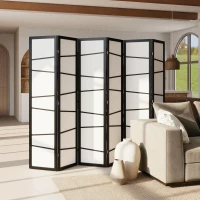 HOMCOM 66.9" Folding Room Divider, 6 Panel Wall Partition with Wood Frame for Bedroom, Home Office, White(m-10)