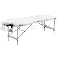 HOMCOM 85" 3 Section Foldable Massage Table Professional Salon Spa Facial Couch Bed (White)(m-2)