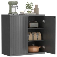 HOMCOM Sideboard Buffet Cabinet, 30.7" Kitchen Cabinet with Soft-Close Door and Adjustable Shelves, Distressed Black Grey(m-11)