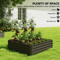 Outsunny Raised Garden Bed Galvanized Steel Planter Box for Vegetables, Flowers, Herbs, Black(m-4)