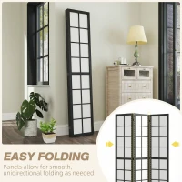 HOMCOM 3 Panel Room Divider, 5.6 ft Folding Wall Divider Room Partition for Home Office, Bedroom, Black(m-5)