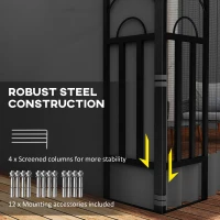 Outsunny 10' x 10' Wall Pergola, Outdoor Gazebo with 2 Curtains and 2 Nettings, UV Resistant, for Patio, Deck, Dark Grey(m-6)