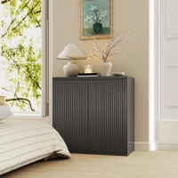 HOMCOM Sideboard Buffet Cabinet Set of 2, Kitchen Cabinet with Soft-Close Door and Adjustable Shelves, Distressed Black Grey(m-10)