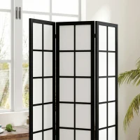 HOMCOM 3 Panel Room Divider, 5.6 ft Folding Wall Divider Room Partition for Home Office, Bedroom, Black(m-9)