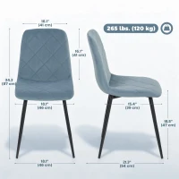 HOMCOM Dining Chairs Set of 4, Upholstered Dining Room Chairs with Steel Legs, Modern Kitchen Chair for Dining Room, Light Blue(m-3)
