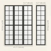HOMCOM 3 Panel Room Divider, 5.6 ft Folding Wall Divider Room Partition for Home Office, Bedroom, Black(m-3)