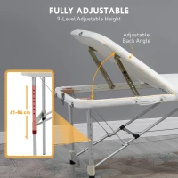 HOMCOM 85" 3 Section Foldable Massage Table Professional Salon Spa Facial Couch Bed (White)(m-4)