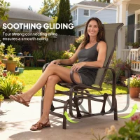 Outsunny Patio Glider, Outdoor Glider Chair with Breathable Mesh Fabric for Patio, Yard, Porch, Brown(m-4)