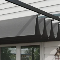 Outsunny 10' x 10' Retractable Pergola, Garden Gazebo Shade Shelter, for Grill, Patio, Deck, Dark Grey(m-9)