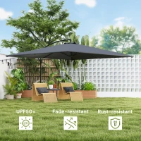 Outsunny Rectangular Cantilever Parasol 111" x 150.4", Outdoor Garden Umbrella with Adjustable Tilt, UV Protection UPF50+, Grey(m-4)
