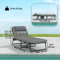 Outsunny Folding Lounge Chair with 4-level Reclining Back & Cushion, Grey(m-3)