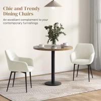 HOMCOM Dining Chairs Set of 2, Velvet-look Fabric Upholstered Kitchen Chairs with Backrest, Armrests and Steel Legs, Cream White(m-4)