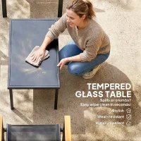 Outsunny Outdoor 4 Piece Set Patio Furniture with Sofa, Tempered Glass Tabletop for Garden Backyard Porch, Black(m-6)