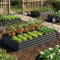 Outsunny 8 x 4 x 1ft Galvanized Raised Garden Bed, Reinforced Outdoor Planter Box with Open Bottom, Dark Grey(m-8)