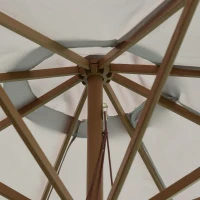 Outsunny 10' x 8' Wooden Patio Umbrella, Garden Parasol, Outdoor Sunshade Canopy with Bamboo Rib for Outdoor, Grey(m-9)