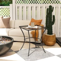 Outsunny Square Garden Metal Bistro Table Outdoor Patio Coffee Side Desk 23.6" x 23.6" x 27.6" Black(m-9)
