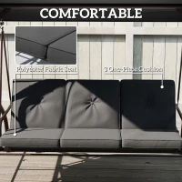 Outsunny Convertible Patio Swing Bed with Canopy and Cushions, 3 Seater Porch Swing for Outdoor, Backyard, Garden, Dark Grey(m-7)