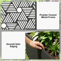 Outsunny Metal Planter Box with Trellis, 44.5" Tall Raised Garden Bed with Privacy Screen, Hexagon and Line Cut-Out(m-6)