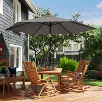 Outsunny 9FT Patio Umbrella, Outdoor Table Patio Umbrellith Tilt, Crank, 6 Ribs, UV Protection for Garden, Lawn, Deck, Backyard(m-10)