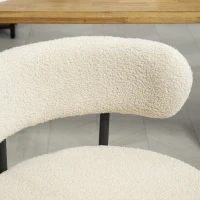 HOMCOM 2 Pieces Kitchen Chairs, Modern Dining Chairs w/ Berber Fleece Upholstery and Steel Legs for Living Room, Beige(m-9)