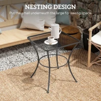 Outsunny Square Garden Metal Bistro Table Outdoor Patio Coffee Side Desk 23.6" x 23.6" x 27.6" Black(m-4)