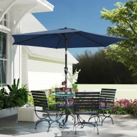 Outsunny 9FT Patio Umbrella, Outdoor Table Patio Umbrellith Tilt, Crank, 6 Ribs, UV Protection for Garden, Lawn, Deck, Backyard(m-9)