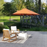 Outsunny 8.5FT Offset Patio Umbrella with 360° Rotation, Outdoor Cantilever Roma Parasol Hanging Sun Shade Canopy Shelter with Cross Base, Orange(m-10)