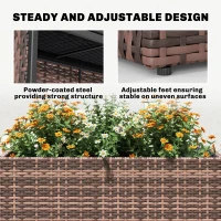 Outsunny Tall Rectangular Planter with Removable Liner, Holes, PE Wicker Large Planter Box for Indoor Outdoor Plants, Brown(m-6)