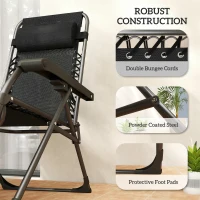 Outsunny Zero Gravity Chair Set of 2, Folding Reclining Outdoor Lounge Chair with Cup Holder, Headrest, Black(m-10)