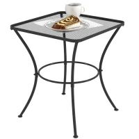 Outsunny Square Garden Metal Bistro Table Outdoor Patio Coffee Side Desk 23.6" x 23.6" x 27.6" Black(m-2)